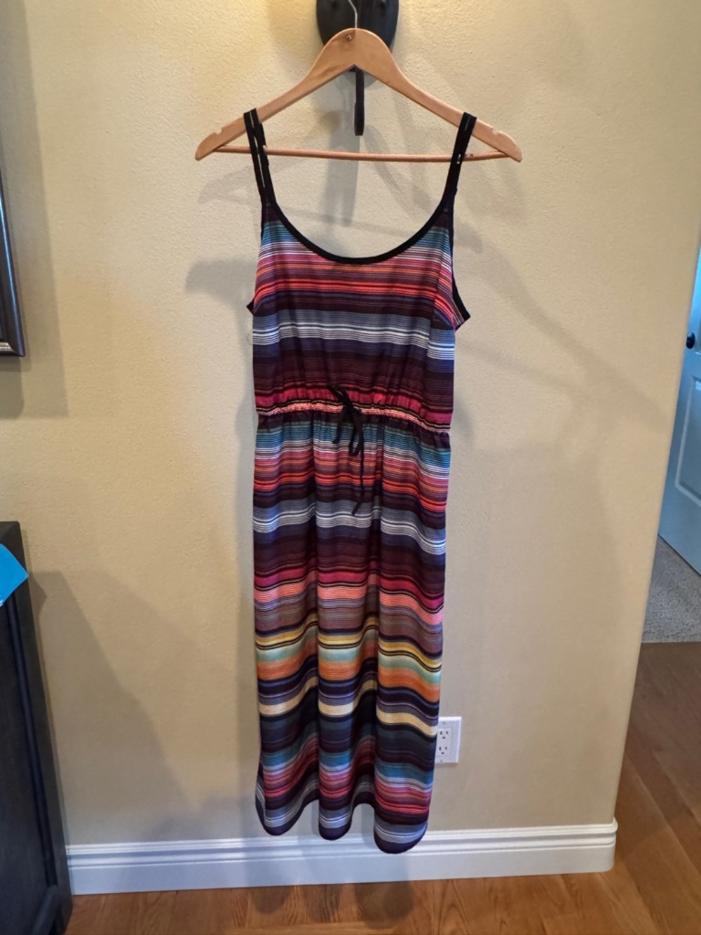 Athleta Havana Sleeveless Rainbow Stripe Midi SunDress Multi Womens Size M